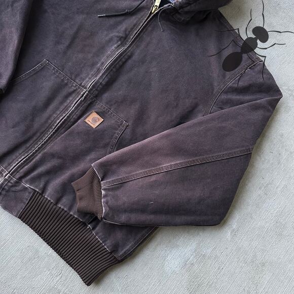 Vintage Y2K Carhartt J130 DKB brown hooded work wear jacket - Picture 4 of 9